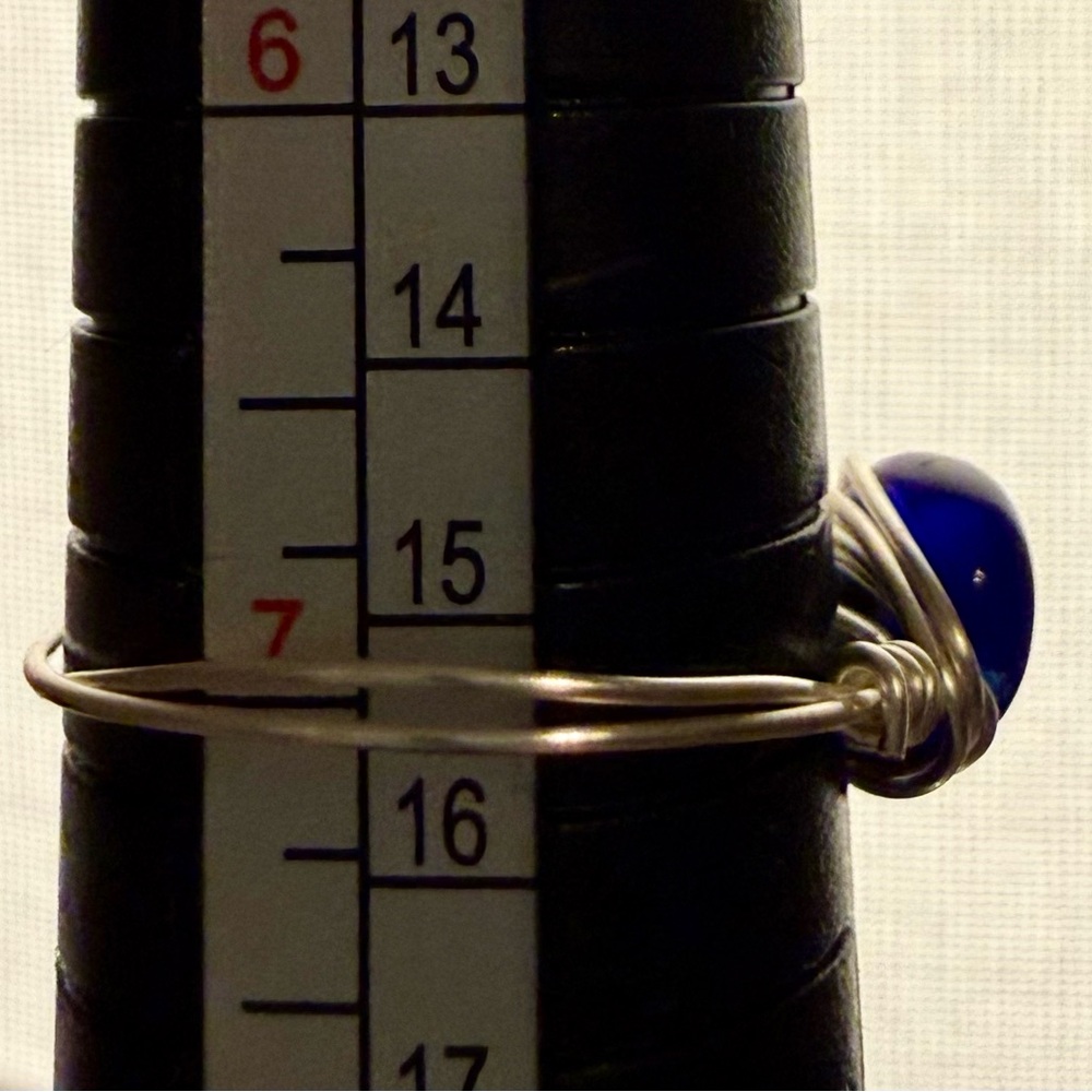 Ring - size 7 - evil eye - wire wrapped - blue & white - New! - Picture 9 of 10